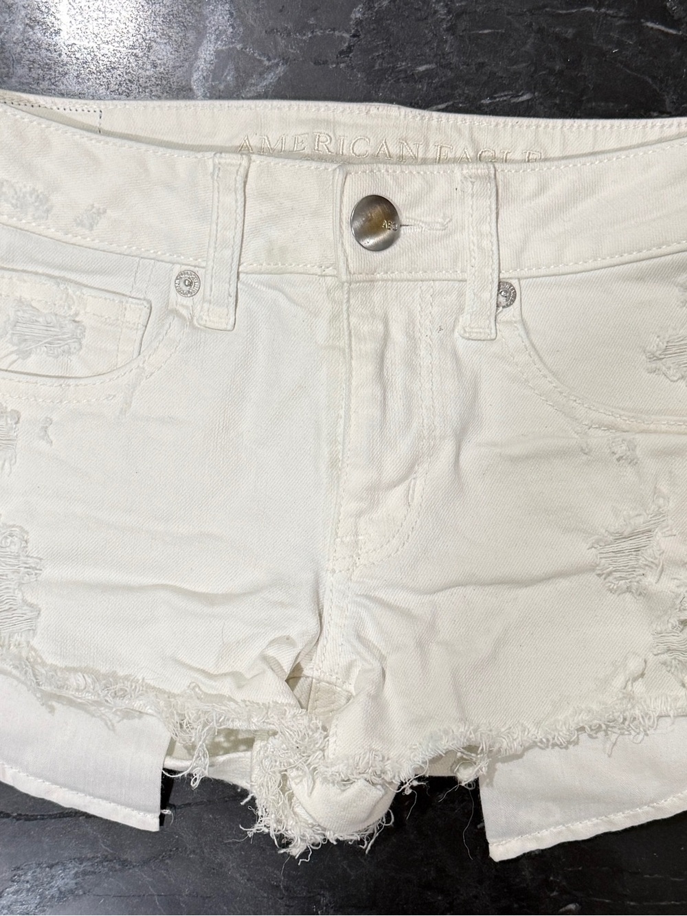 American Eagle Outfitters White Distressed Cutoff Jean Shorts
